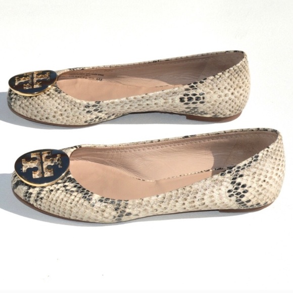 Tory Burch Reva Snake Skin Print Ballerina Flats - Picture 2 of 8